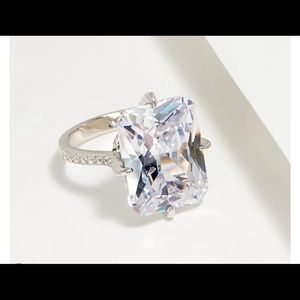 Diamonique 14.25 cttw Emerald Radiant Cut Ring, Sterling Silver size 10